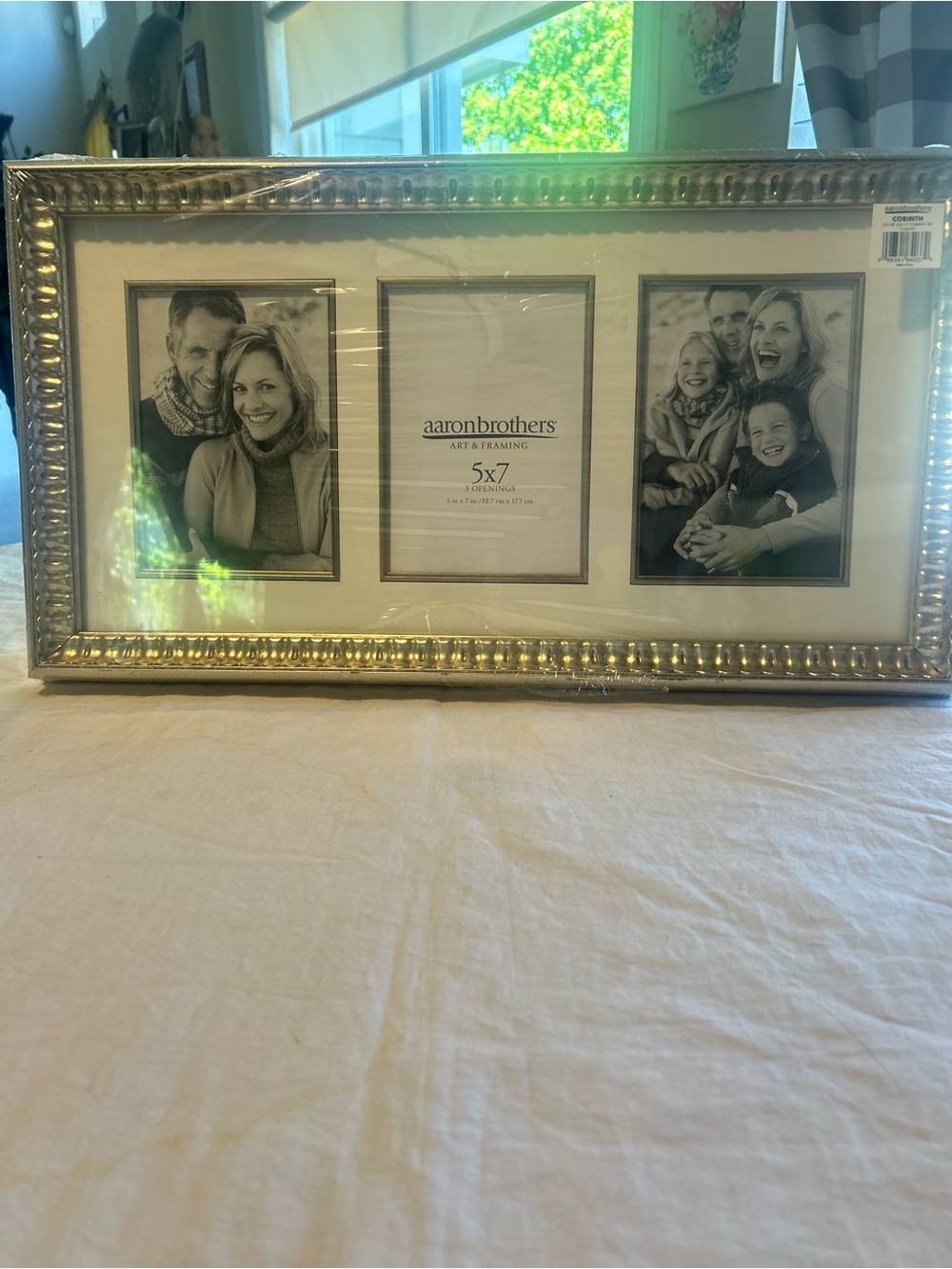 Aaron Brothers 10X20 Silver Beaded Triple Picture Frame - 5x7 Openings.